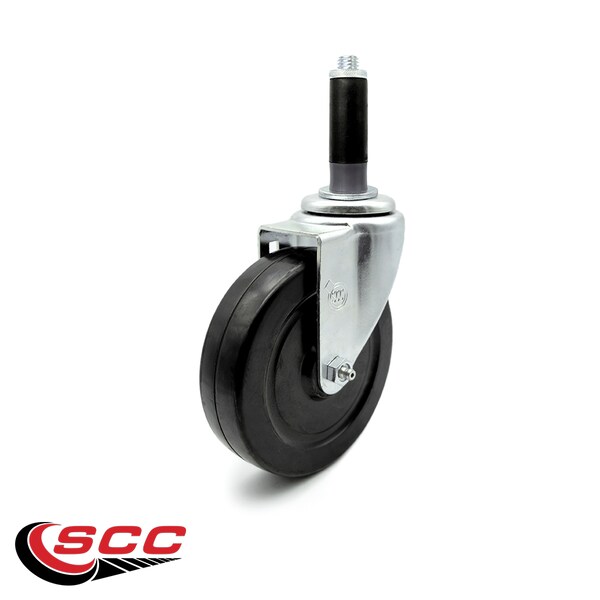5 Inch Hard Rubber Wheel Swivel 7/8 Inch Expanding Stem Caster